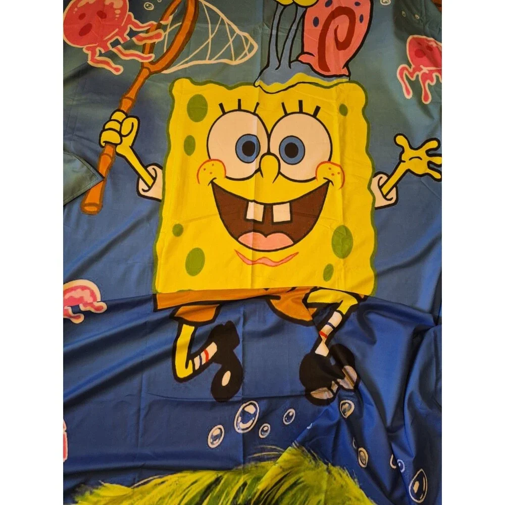 Spongebob Full size Jellyfishing Bed cover and two Standard pillow covers 86x86